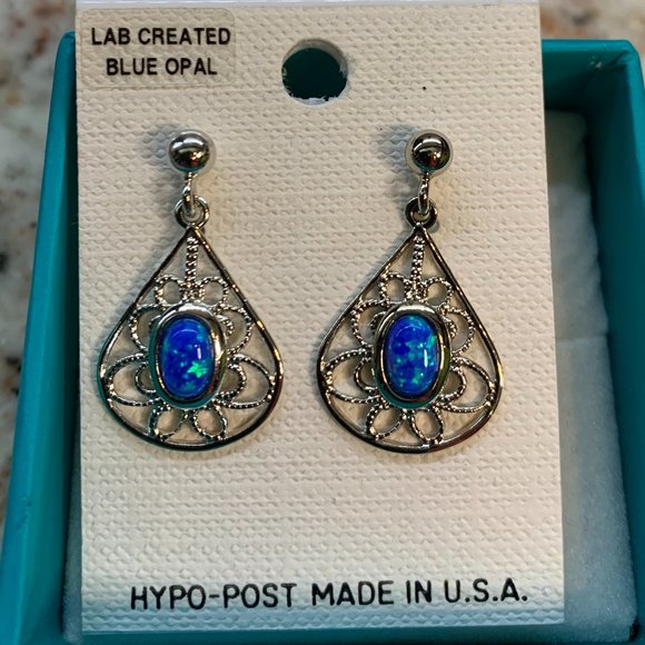 Blue Opal earrings - Picture 1 of 3